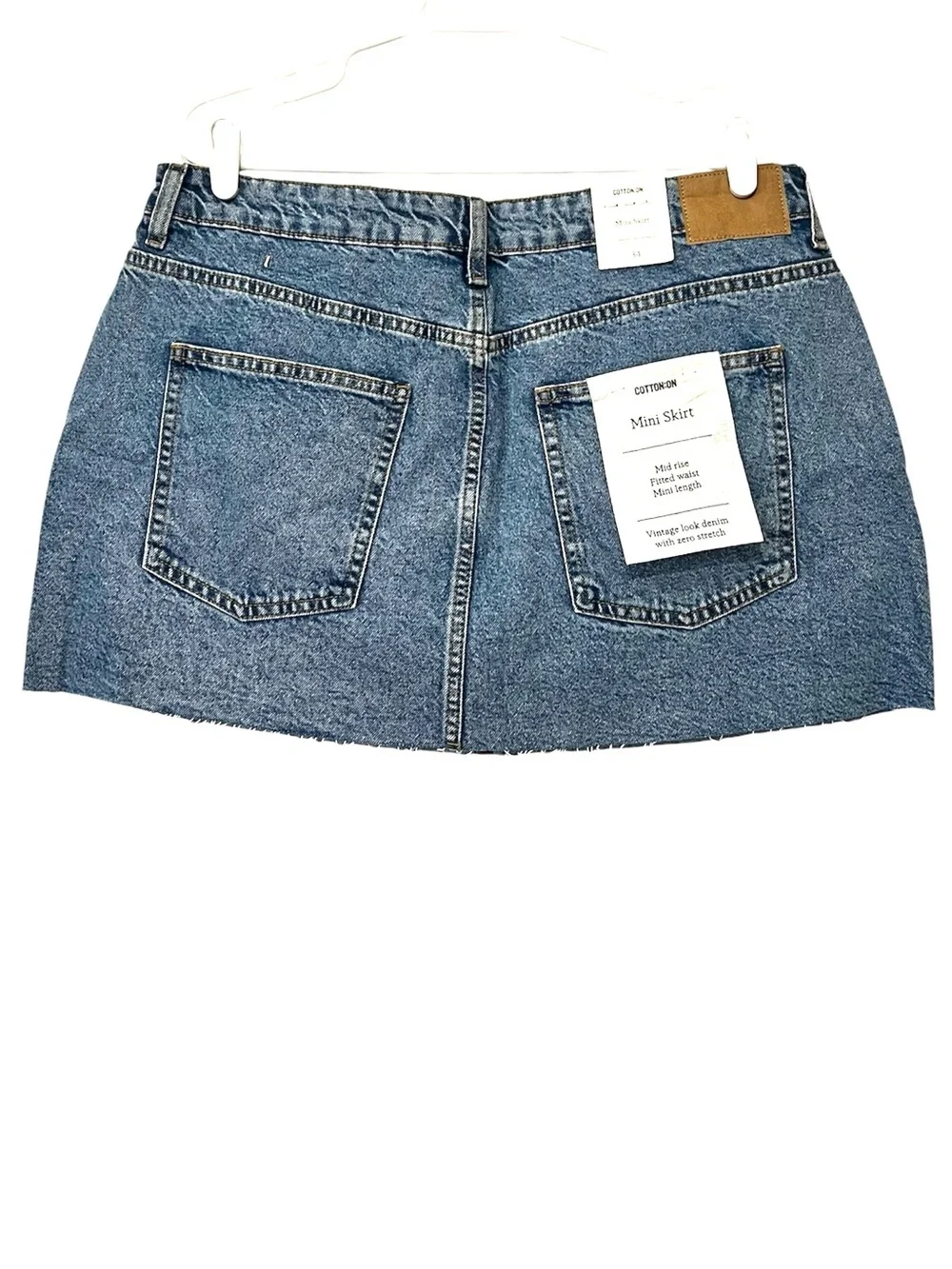 Cotton-On Denim Mini Skirt Mid Rise Fitted‎ Waist Vintage Look, Blue, Sz 34 / XL